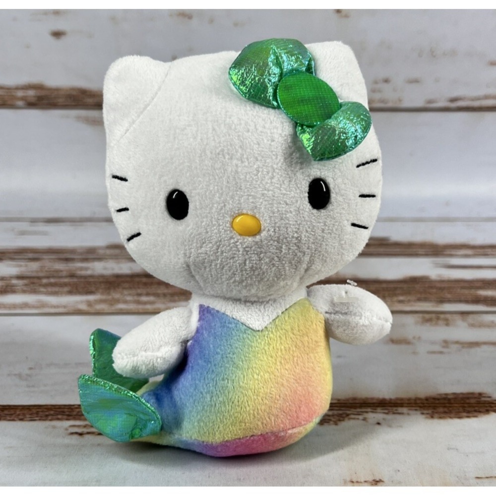 TY Beanie Babies Hello Kitty Rainbow Mermaid 6" Plush Sanrio Used